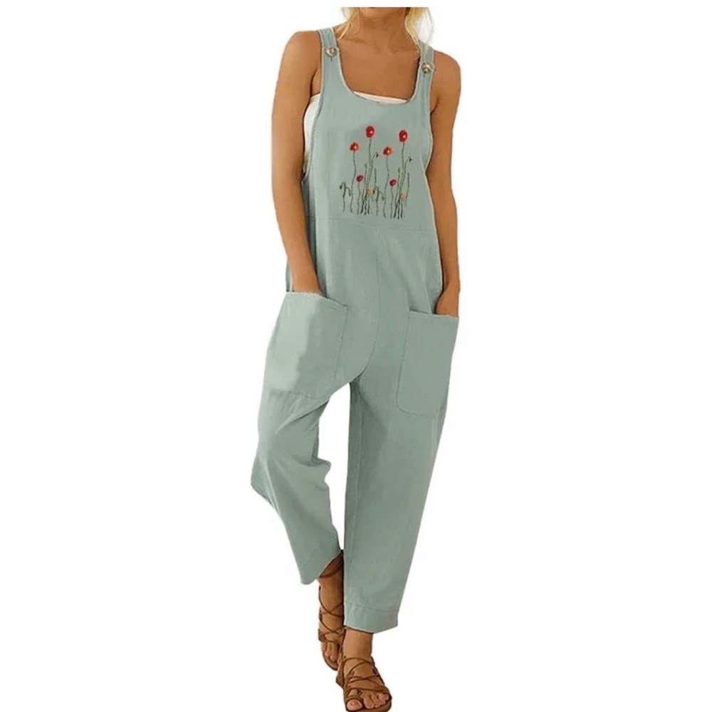 Chou Yatou Embroidered Light Green Overalls Medium